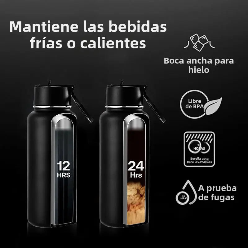 Botella de agua acero inoxidable con soporte magnético para teléfono